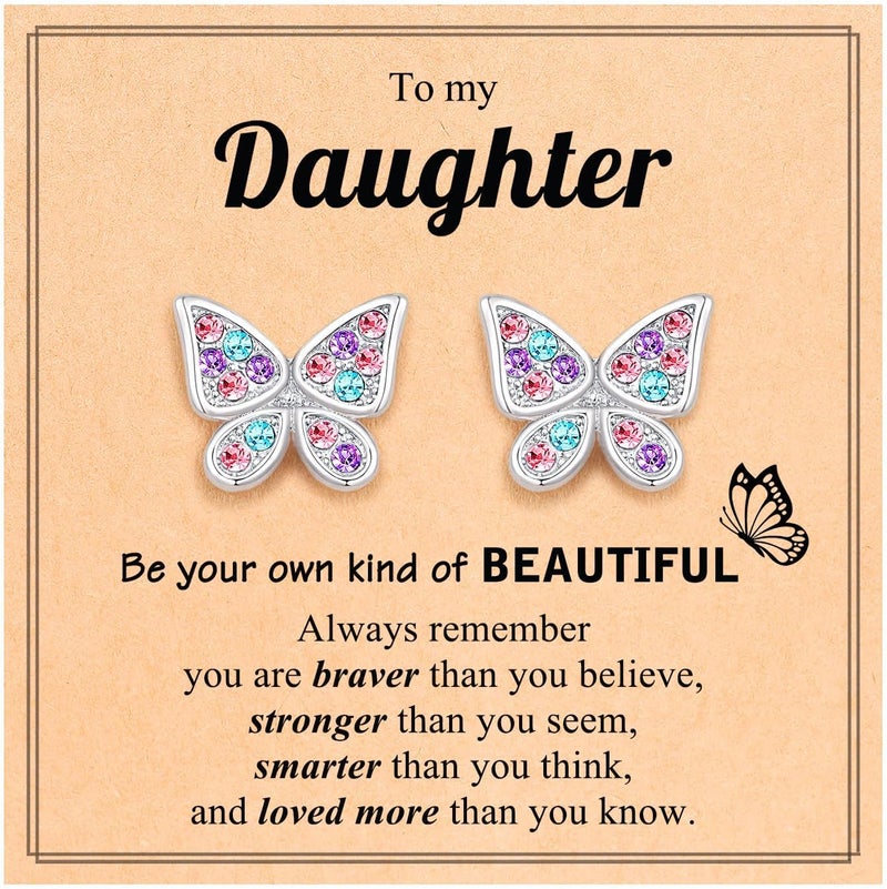 UPROMI Hypoallergenic Butterfly Earrings for Daughter/Granddaughter/Niece, Valentines Christmas Birthday Gifts for Girls - Image 1